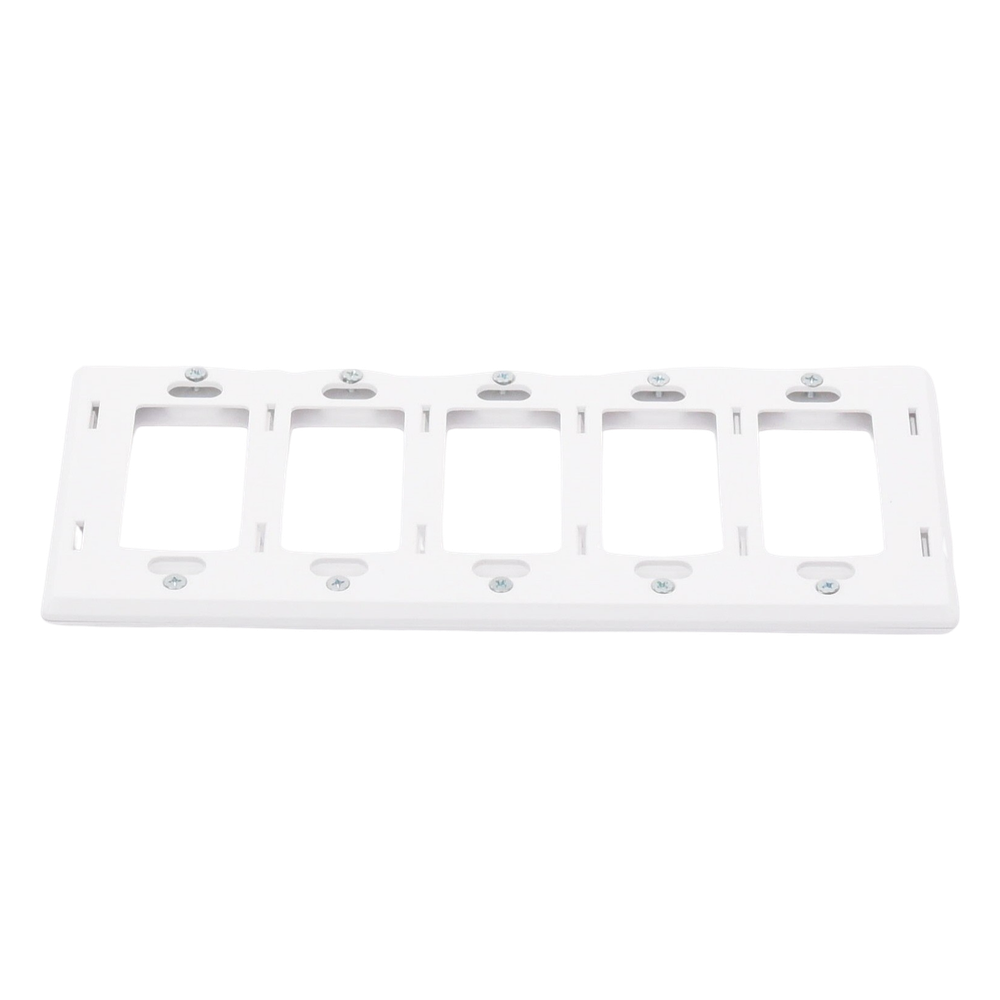Placa de pared Claro de 5 espacios sin tornillos visibles, color blanco brillante, para atenuadores, apagadores y controles Pico Lutron