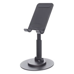 Soporte para Teléfono Celular Giratorio | 360° de Rotación | Angulo Ajustable | Altura Ajustable 17-20cm  | Antideslizante | Ejes Giratorios de Alta Precisión| Plegable | Aluminio | Color Gris