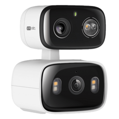 Cámara de Seguridad Dual PTZ / 2 Lentes 2K+2K (3MP cada uno) / 3x Claridad Telefoto / IP65 Exterior / IA Inteligente / Seguimiento Sincronizado / Vista Dual Simultánea / Color Night Vision / Audio Bidireccional / 125.5° Gran Angular + 67