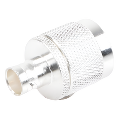 Adaptador en Línea de Conector N Macho a BNC Hembra, Plata/ Oro/ Teflón.
