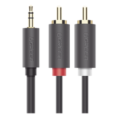 Cable Adaptador de 3.5mm Macho a 2 RCA Macho / 3 Metros (9.84 Pies) / Color Gris / Blindaje Múltiple / ABS / Alta Calidad