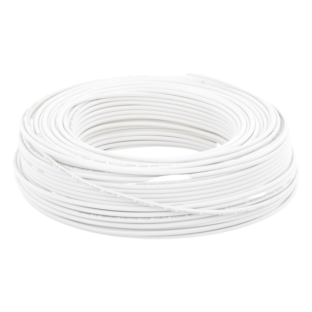 Bobina de 100 m (328 ft) / Cable para Alarma 4x22 AWG / CCA / Blanco