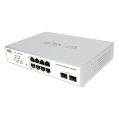 Switch Administrable PoE  / 8 puertos PoE af/at Gigabit /  2 x SFP Gigabit / Administración Cloud Gratuita / Presupuesto 120 W