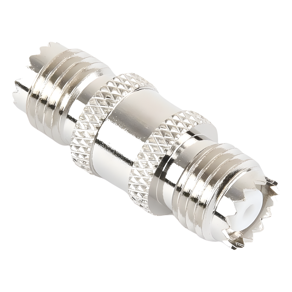Adaptador Barril en Línea, de Conector Mini-UHF Hembra a Mini-UHF Hembra, Níquel/ Oro/ Teflón.