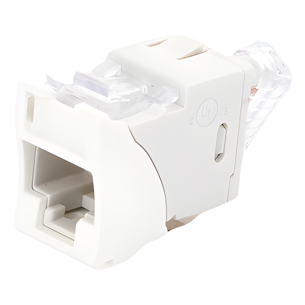 Jack Ultramax Cat6A, UTP, Montaje Híbrido en Placa de Pared (Plano y Angulado), Color Blanco, Punch Down