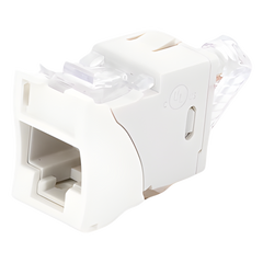 Jack Ultramax Cat6A, UTP, Montaje Híbrido en Placa de Pared (Plano y Angulado), Color Blanco, Punch Down