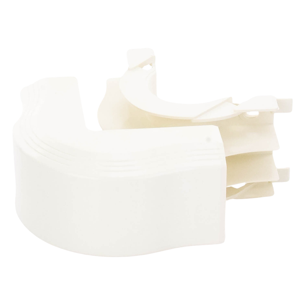 Esquinero exterior, para uso con canaleta T45, Material PVC Rígido, Color Blanco Mate