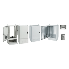 Gabinete para Exterior Tipo 4X Doble Puerta de 10 UR / Aluminio Soldado / 762 x 762 x 1118 mm / Exterior IP66 / Montaje Almohadilla / Aislamiento Térmico / Gris RAL 7035