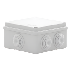 Caja Estanca de PVC Para Derivación y Conexión, 6 Entradas, Tapa Atornillada,100x100x50 mm (Área Interna), Uso Exterior IP55, Material que no Propaga el Fuego y Libre de Hálogenos