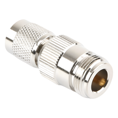 Adaptador en Línea, de Conector TNC Macho Inverso a N Hembra, Niquel/ Oro/ Teflón.