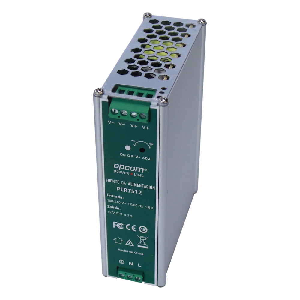Fuente de alimentación /Entrada: 100-240 Vac /Salida: 12 Vcc / 6.3 A / 75 W / din rail