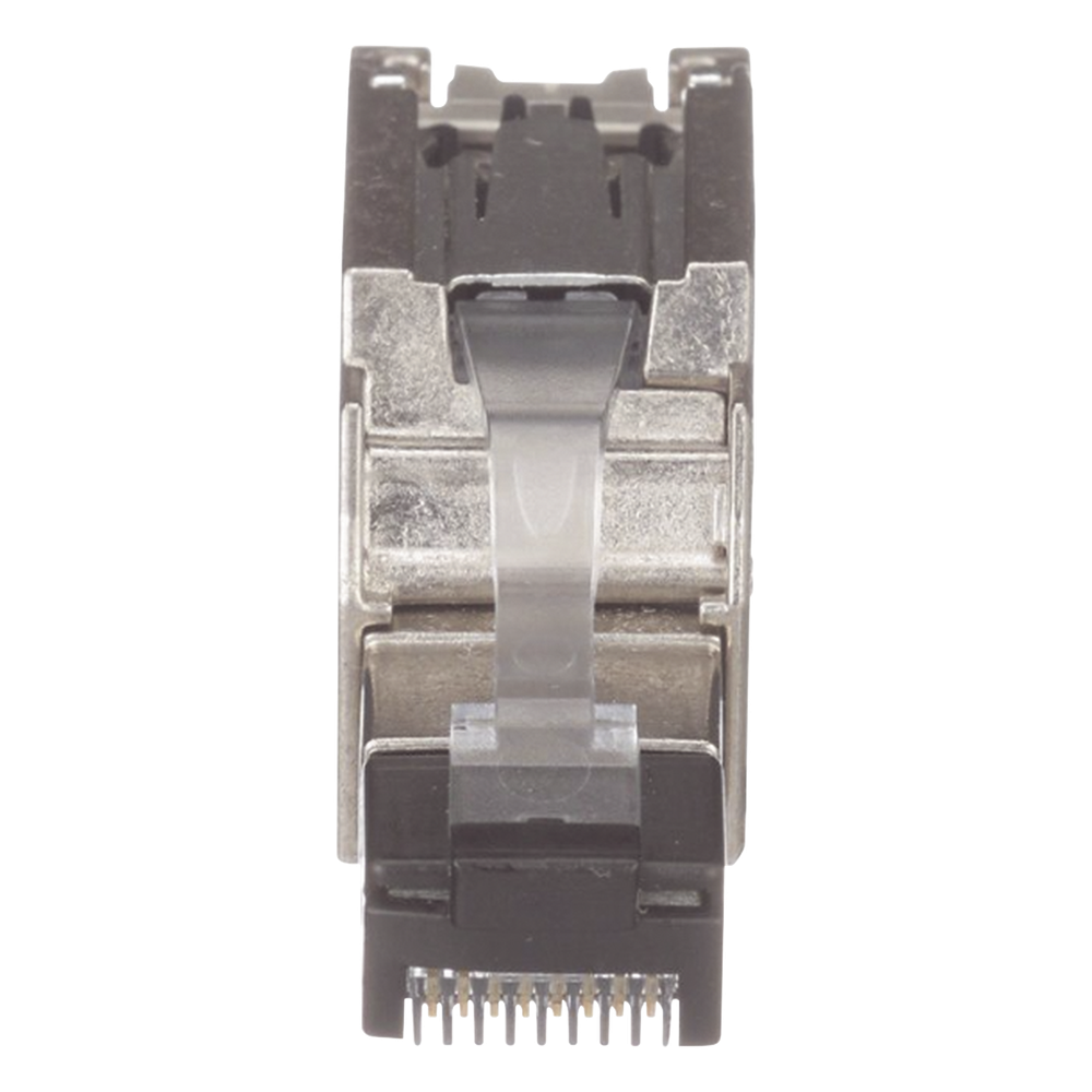Plug RJ45 Blindado, Instalación Recta, Terminación en Campo Certificable, Compatible con Cat5e, Cat6 y Cat6A, Color Plata, Paquete de 10 Piezas