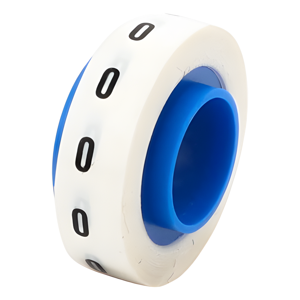 Rollo de Etiquetas Marcadoras, Pre-Impresos con el Número 0, de 2.4 Metros (7.87 Pies), Color Blanco