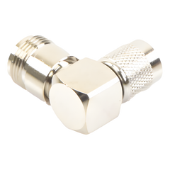 Adaptador en Ángulo Recto de Conector TNC Macho a N Hembra, Níquel/ Oro/ Teflón.