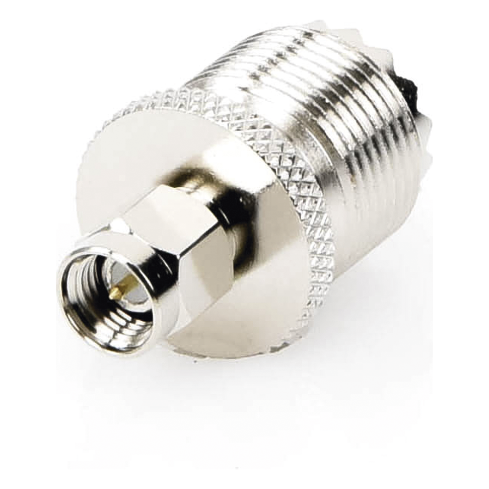 Adaptador en Línea, de Conector SMA Macho a UHF Hembra (SO-239), Níquel/ Oro/ Teflón.