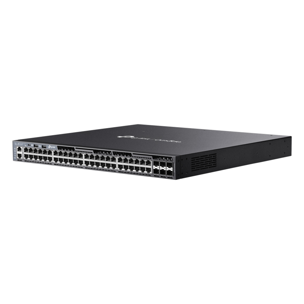 Switch L3 Gestionable Apilable / 48 Puertos Gigabit PoE+ / 6 Ranuras 10G SFP+ / Presupuesto PoE Hasta 1440W / Apilamiento Físico hasta 8 Unidades / Enrutamiento Dinámico OSPF / Gestión Cloud Omada SDN