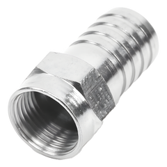 Conector F Macho, Plegable de Doble Blindaje para cable RG-59, Cuerpo de Bronce Niquelado.