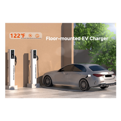 Estación de Carga para Vehículos Eléctricos / Tipo Pedestal / Doble Conector Tipo 1 (SAE J1772) / 48 A / 11.5 kW por Puerto / Pantalla LCD 4.3 in (10.9 cm) / RFID / Protección IP54 / Chasis SGCC Galvanizado