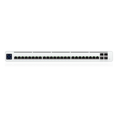 UISP Switch Pro – Switch PoE de 220 W (27 V) con 24 Puertos GbE, 16 Puertos PoE Pasivo 27 V y 4 Puertos SFP+ 10G
