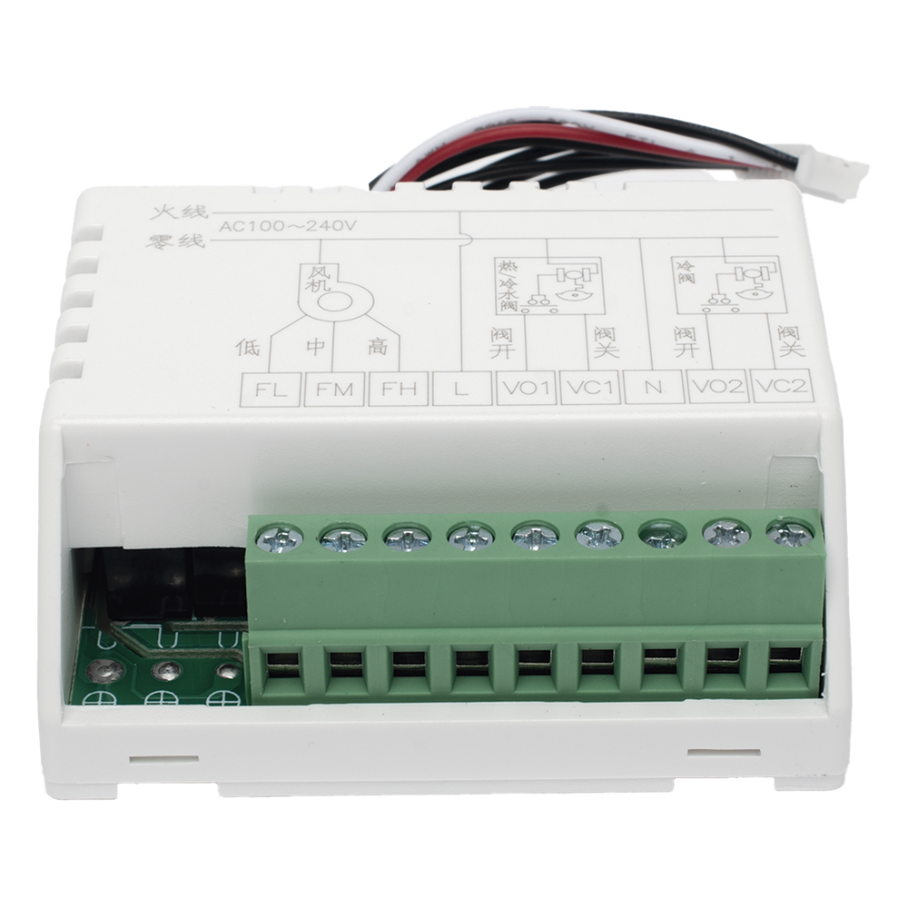 Controlador de temperatura de pared para fan coil de 2 o 4 tubos, salida on/off para válvula, control de ventilador manual o automático