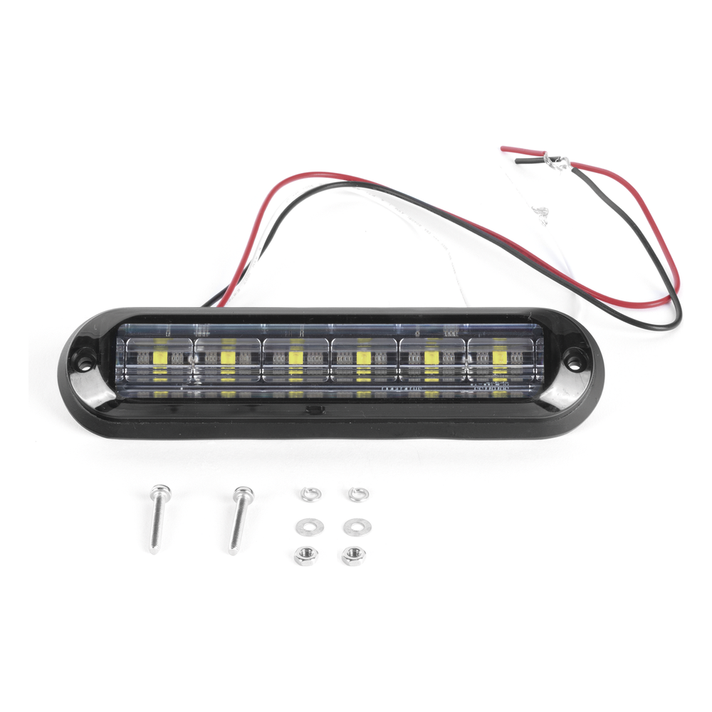Luz Auxiliar Ultra Brillante  IP67 de 6 LEDs, Color Ambar/Claro, con mica transparente y bisel negro