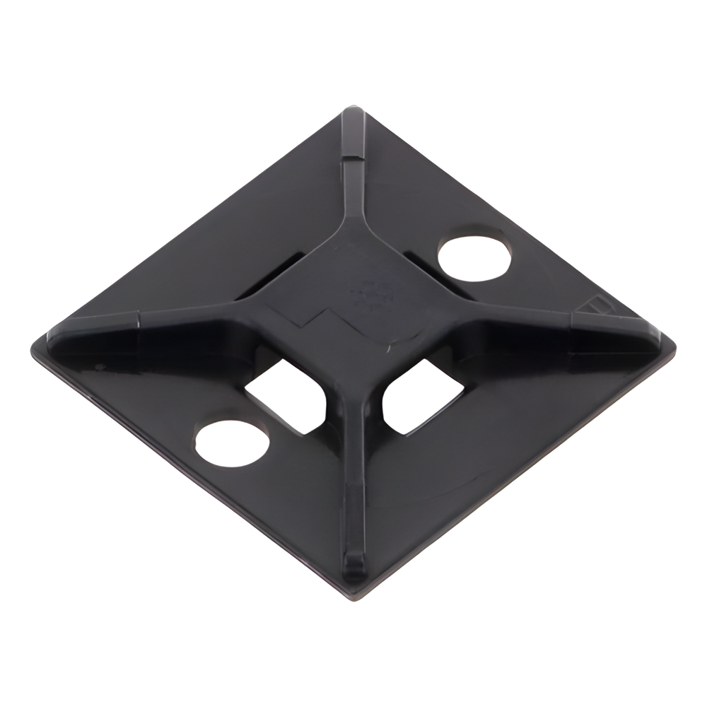 Montaje-Sujetador Para Cable de 4 vías, con Adhesivo Acrilico, 25.4 x 25.4mm (1in x 1in), Color Negro, Uso en Exterior, 1 pieza