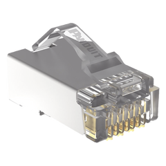 Plug RJ45 Cat5e Blindado, Para Cable UTP de Calibres 24-26 AWG, Chapado en Oro de 50 Micras, Paquete de 100 Piezas