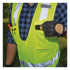 Chaleco de seguridad reflectante de alta visibilidad, mediano/grande. Con múltiples bolsillos de diferente capacidad
