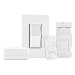 Kit de inicio Caseta Wireless con hub, atenuador de pared Diva de 150 W LED o 600 W incandescente sin neutro, control Pico, tapa y adaptador de pared, compatible con Apple HomeKit