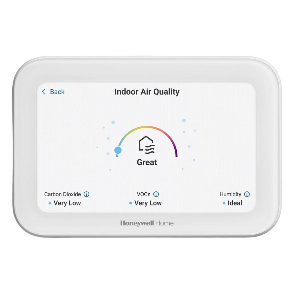 Termostato inteligente con pantalla táctil de 5 pulgadas, control de calidad de aire (IAQ), hasta 4H/2C bomba de calor, Wi-Fi, Bluetooth y Matter, color blanco