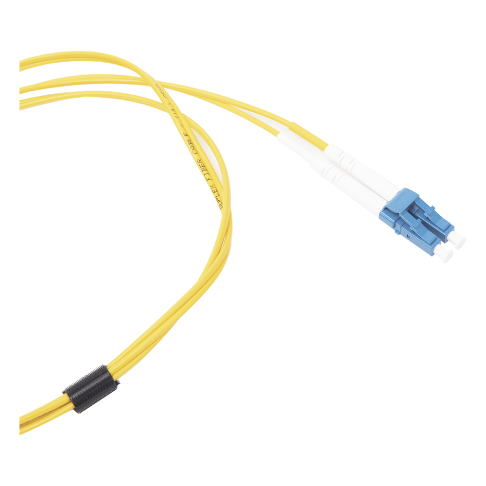 Jumper de Fibra Óptica Monomodo (OS2), XGLO, Riser, LC/UPC-LC/UPC Duplex, OFNR, Color Amarillo, 1 Metro (3.28 Pies)