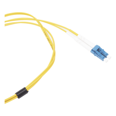Jumper de Fibra Óptica Monomodo (OS2), XGLO, Riser, LC/UPC-LC/UPC Duplex, OFNR, Color Amarillo, 1 Metro (3.28 Pies)