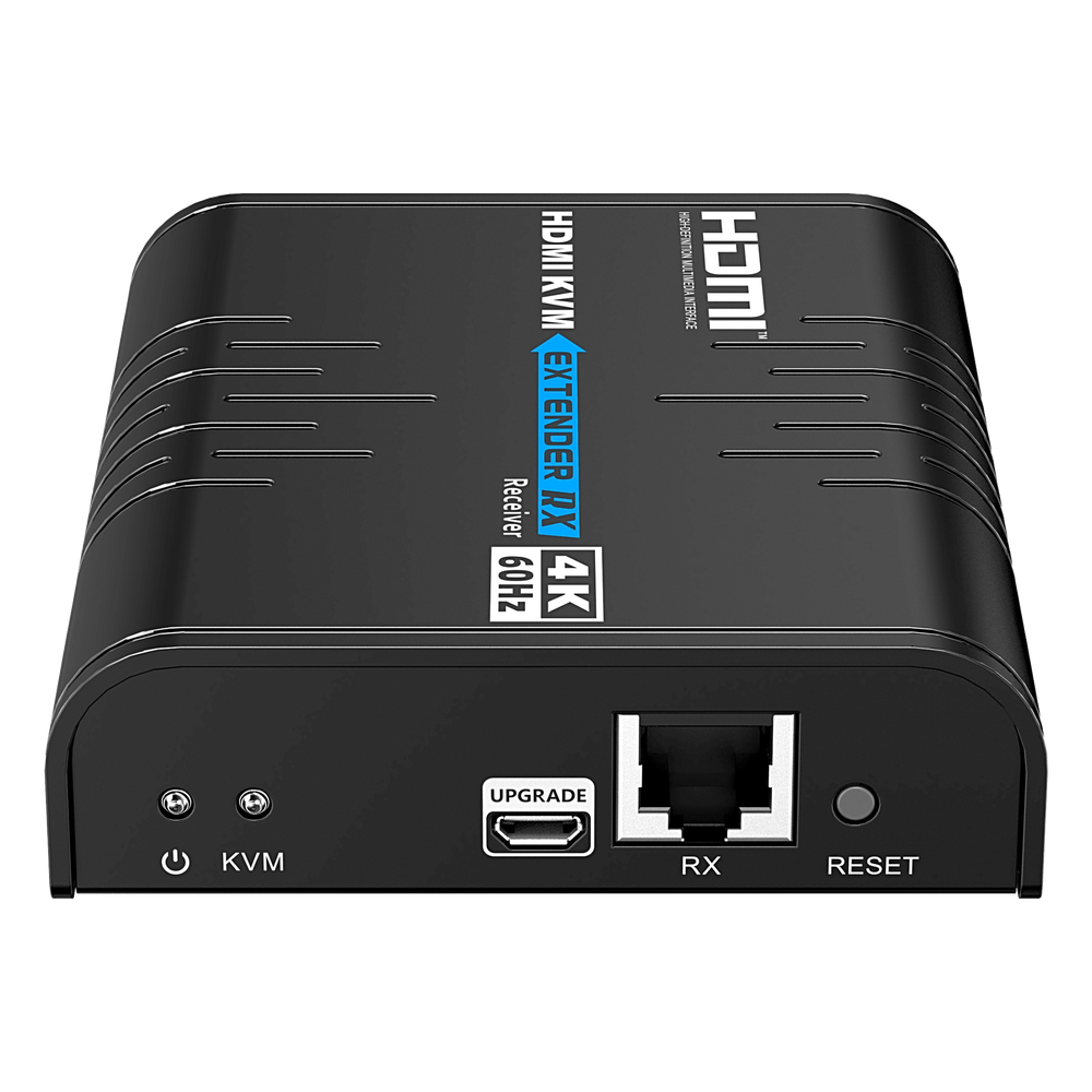Extensor KVM HDMI 4K a 60 Hz | Transmisión hasta 120 mts con CAT6 | Resolución 4096x2160@60Hz | Ancho de Banda 18Gbps | HDCP1.4 y HDCP2.2 | Latencia 120~170ms | Conexión 1:1, 1:N, N:1, N:N | Solo Receptor