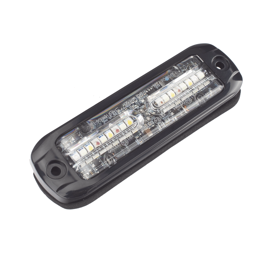 Luz Auxiliar de 18 LEDS, Tricolor Rojo/Azul/Blanco, Lente transparente