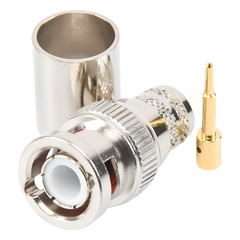 Conector BNC Macho de Anillo Plegable para RG-8/U, LMR-400, 9913, CNT-400, Níquel/ Oro/ Teflón.