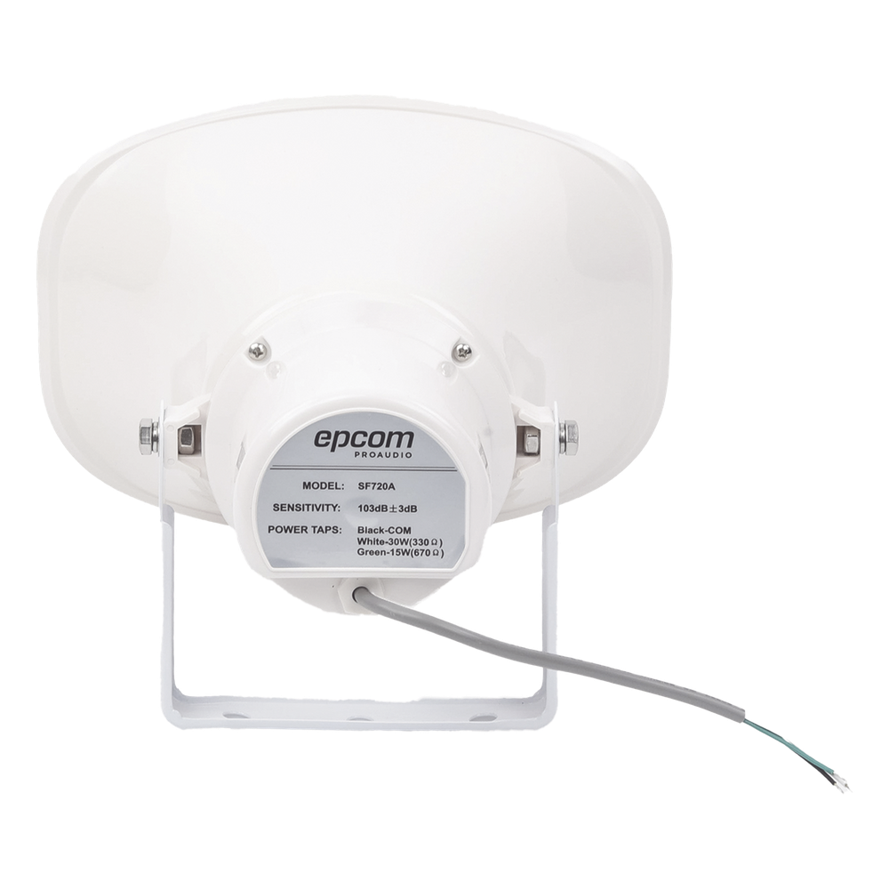 Altavoz para Exterior | Tipo Trompeta | 15-30W | 70/100V | IP66 | Material ABS | Bracket de Metal
