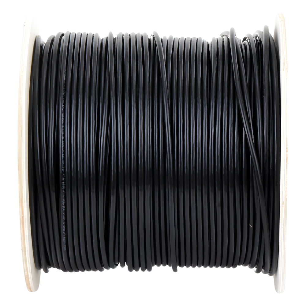 Bobina de Cable de 305 Metros (1000 Pies) Cat5e, Aleación de Cobre y Aluminio (CCA), Color Negro, Uso Intemperie, Doble Forro