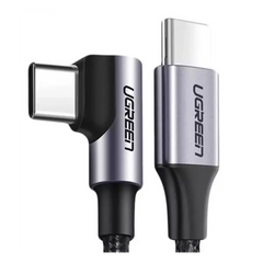 Cable USB-C a USB-C | 1 Metro (3.28 Pies) | Conector con Ángulo Recto de 90° | Carga Rápida de hasta 60W | 480 Mbps | PD3.0 | QC4.0/3.0/2.0 | FPC | AFC | Protección Integrada | Caja de Aluminio | Nylon Trenzado | Color Negro