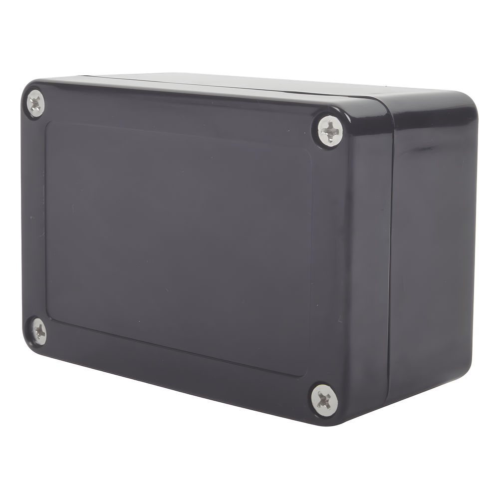 Gabinete Plástico Negro para Exterior (IP65) de 100 x 68 x 50 mm Cierre por Tornillos.