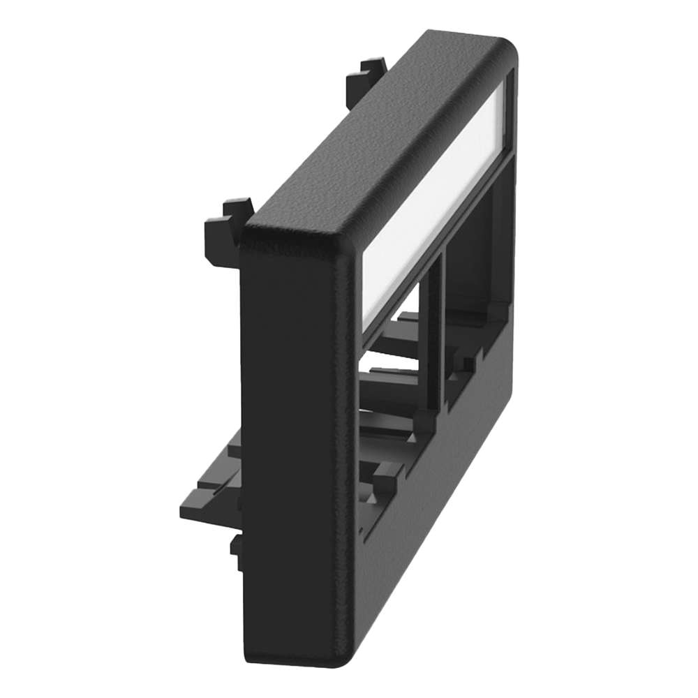 Placa de Mobiliario Modular Estándar, Salidas Para 4 Puertos Mini-Com, Con Espacio Para Etiquetas, Color Negro