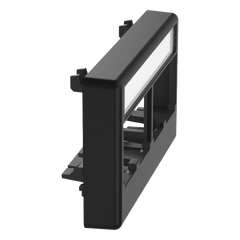 Placa de Mobiliario Modular Estándar, Salidas Para 4 Puertos Mini-Com, Con Espacio Para Etiquetas, Color Negro