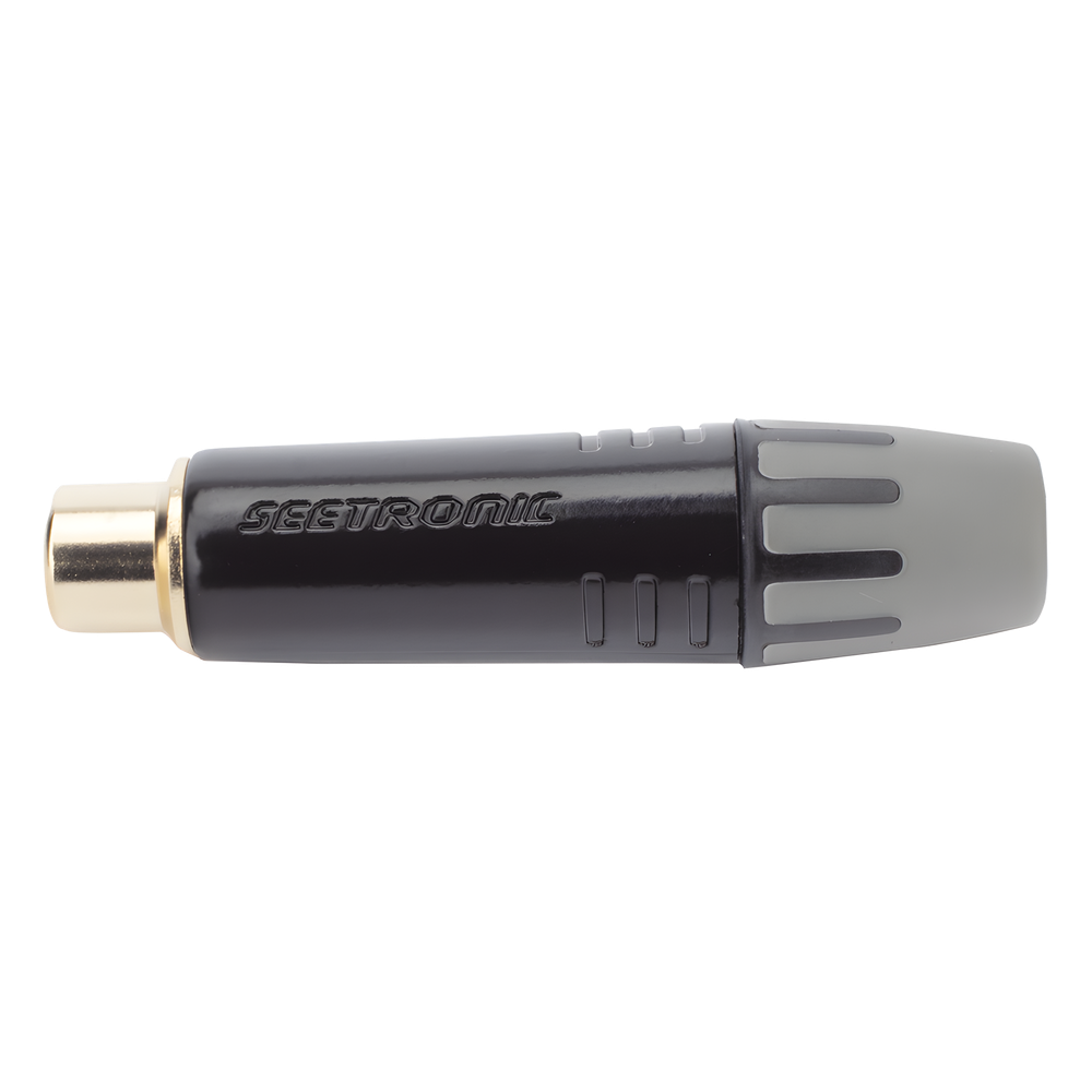 Conector Hembra RCA | Carcasa Enchapada en Negro | Contacto Enchapado en Oro | Cable OD 3.5-6.5mm