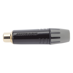 Conector Hembra RCA | Carcasa Enchapada en Negro | Contacto Enchapado en Oro | Cable OD 3.5-6.5mm