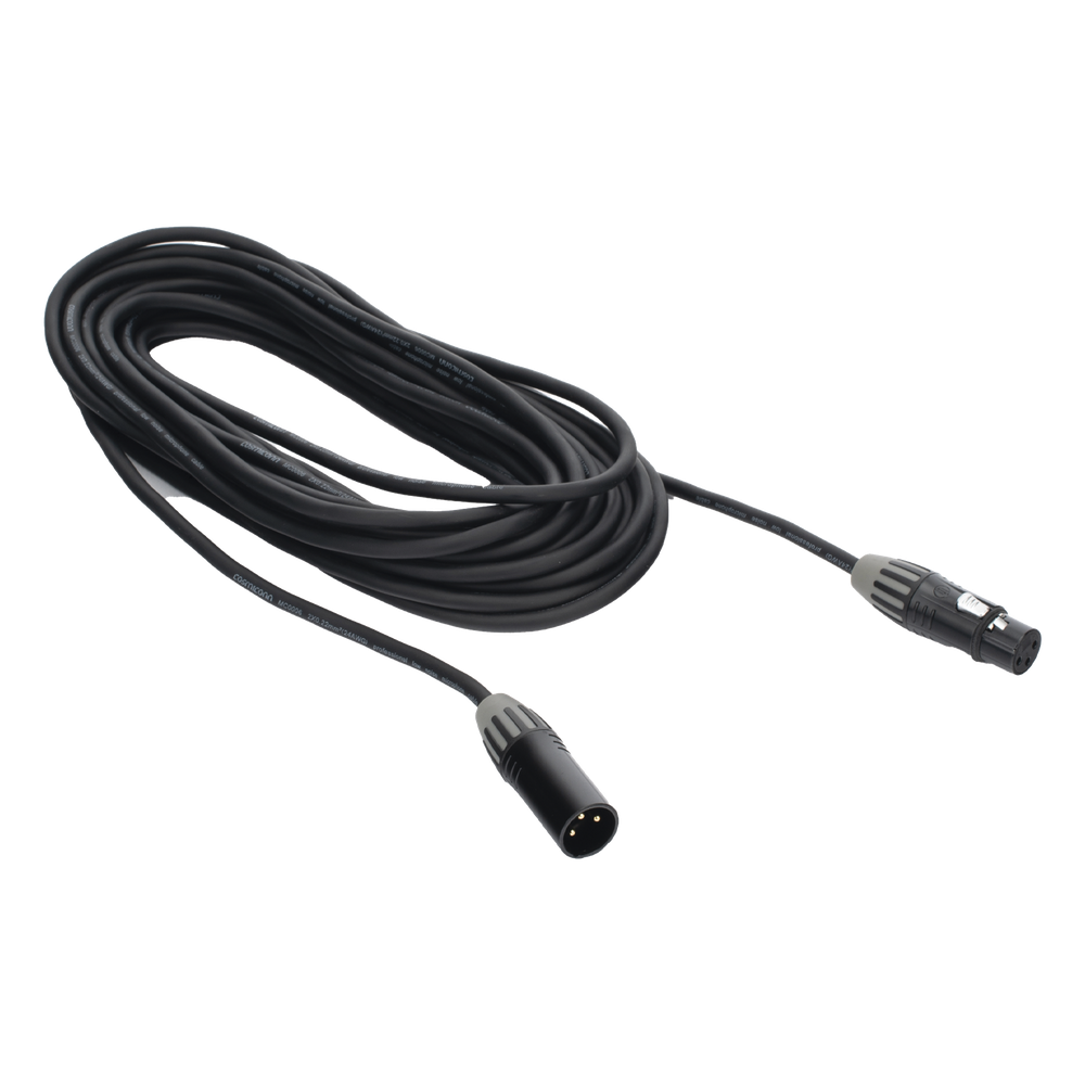 Cable XLR | 3 polos | Conector Hembra-Macho | Serie M | Carcasa Negra | Contactos Dorados | Ideal para Microfonía | Longitud 5m