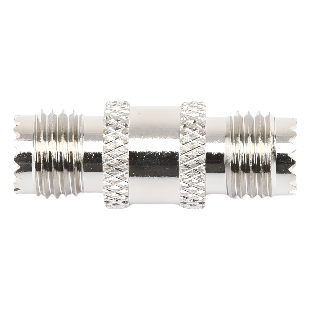 Adaptador Barril en Línea, de Conector Mini-UHF Hembra a Mini-UHF Hembra, Níquel/ Oro/ Teflón.