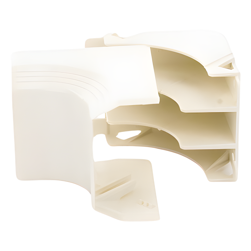 Esquinero interior, para uso con canaleta T45, Material PVC Rígido, Color Blanco Mate