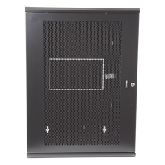 Gabinete PanZone de Montaje en Pared, de 19in, Puerta Ventilada, 18 UR, 635mm de Profundidad, Color Negro
