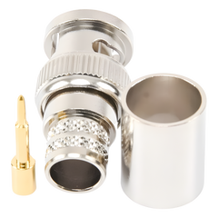 Conector BNC Macho de Anillo Plegable para RG-8/U, LMR-400, 9913, CNT-400, Níquel/ Oro/ Teflón.