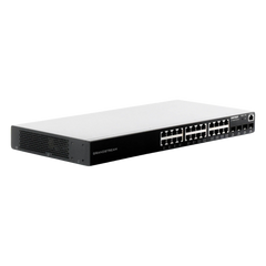 Switch PoE+ Administrable / 24 Puertos 10/100/1000 Mbps + 4 SFP / 360W PoE Total / Switching 56 Gbps / Cloud GWN Sin Costo / Montable en Rack