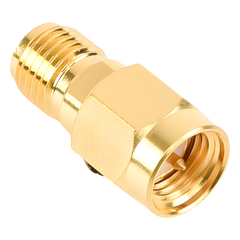 Adaptador en Línea, de Conector SMA Macho a SMA Hembra Inverso, Oro/ Oro/ Teflón.